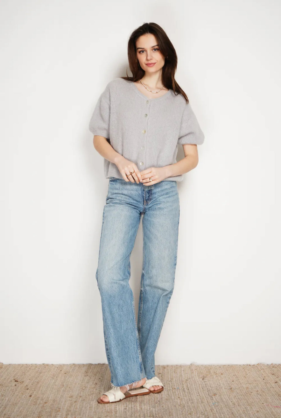 Gilet en Kid Mohair & Laine Marine