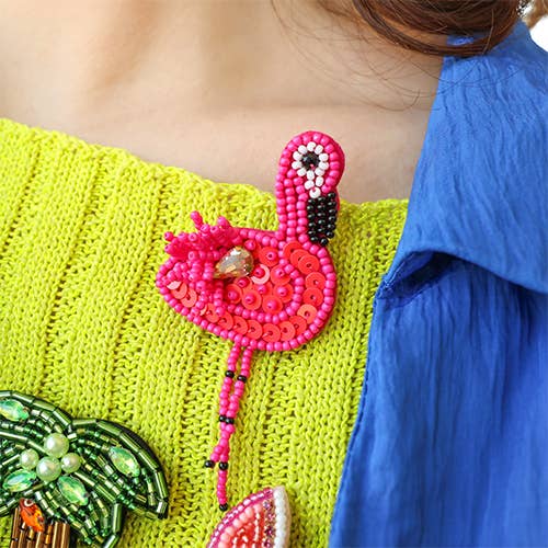 Broche Flamant rose