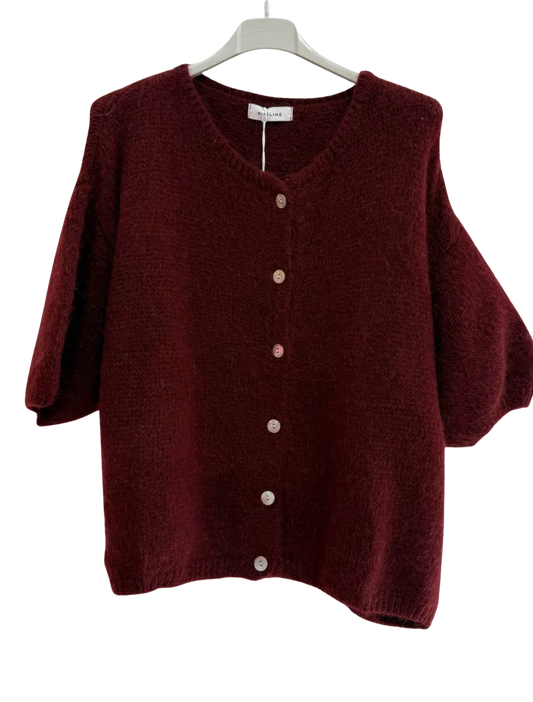 Gilet en Kid Mohair & Laine Bordeaux