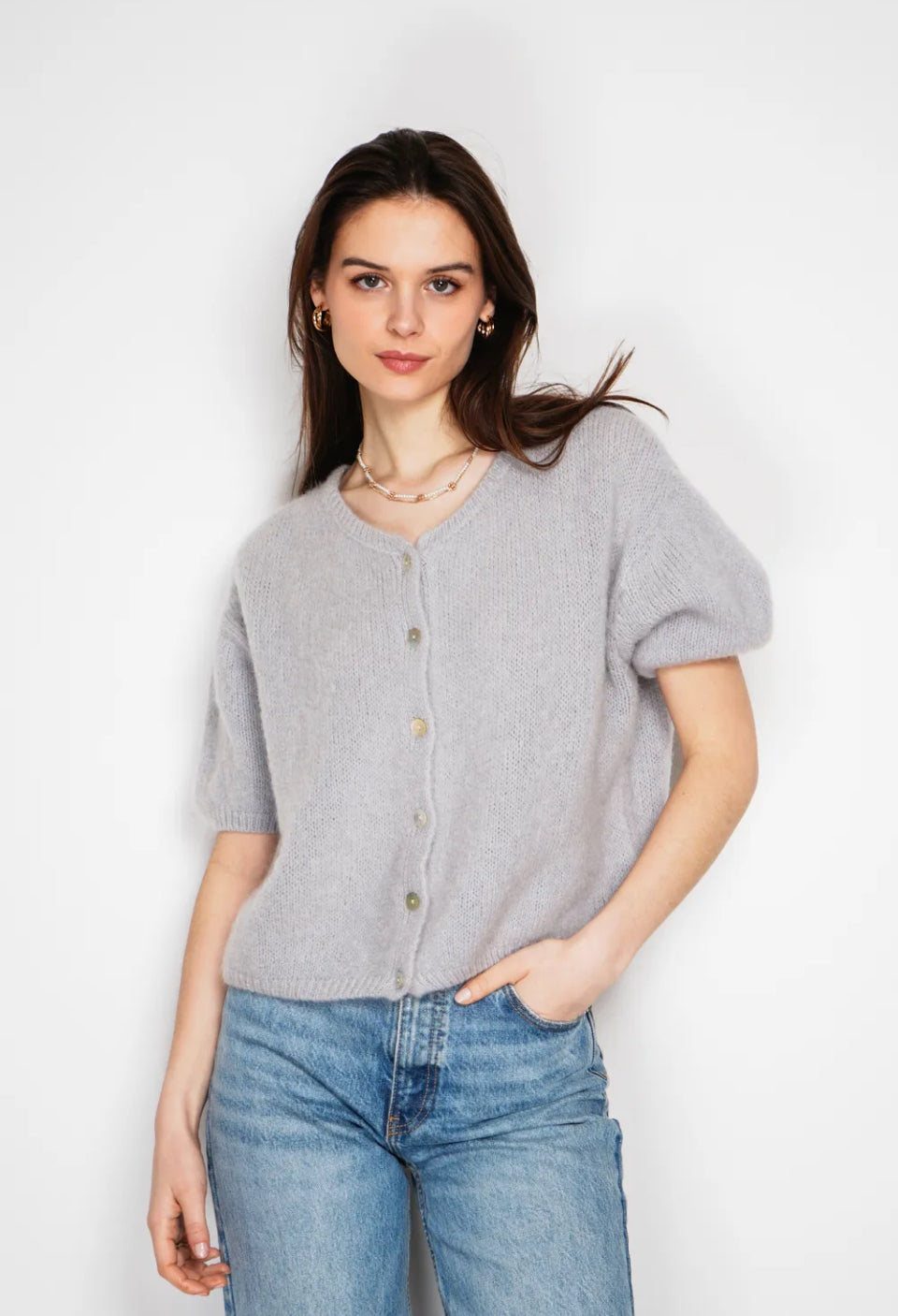 Gilet en Kid Mohair & Laine Camel