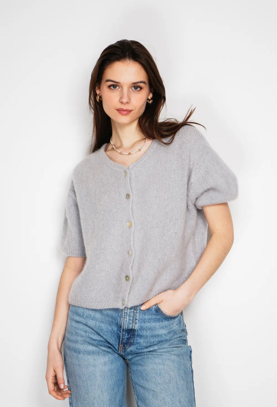 Gilet en Kid Mohair & Laine gris