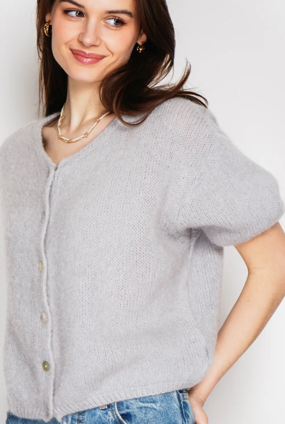 Gilet en Kid Mohair & Laine Chocolat