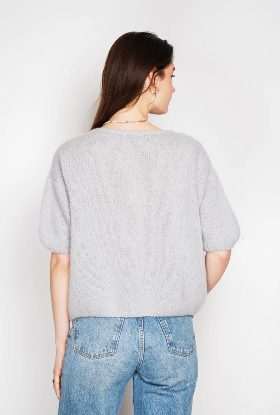 Gilet en Kid Mohair & Laine Framboise