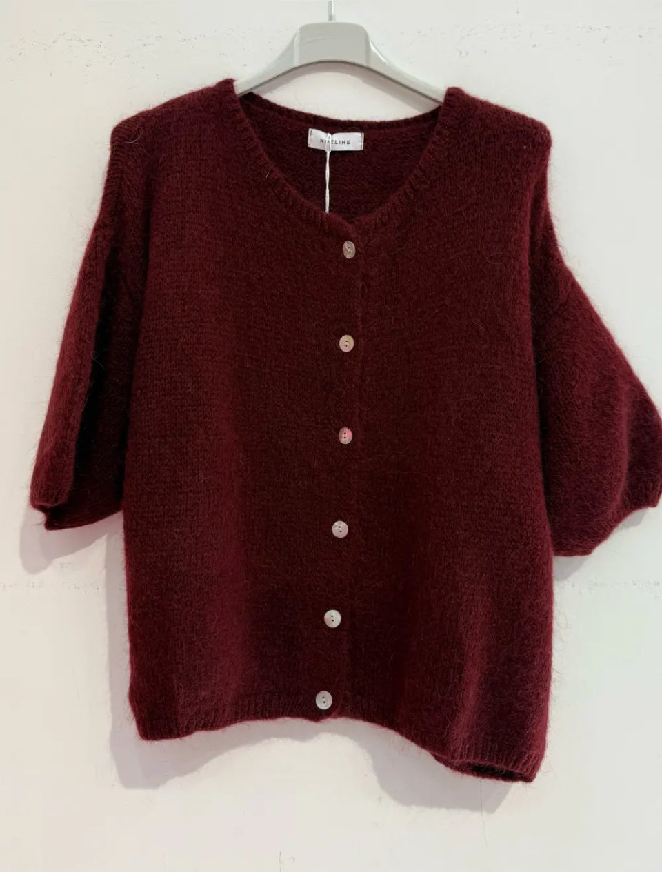 Gilet en Kid Mohair & Laine Bordeaux