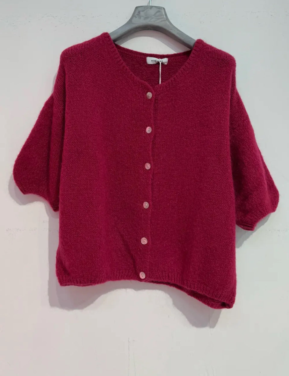 Gilet en Kid Mohair & Laine Framboise