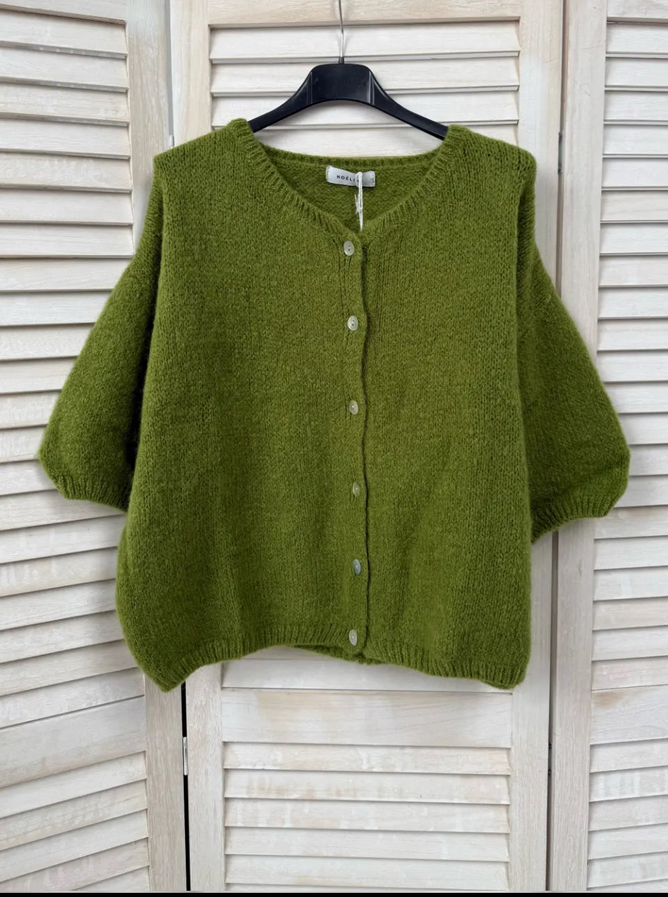 Gilet en Kid Mohair & Laine Pistache