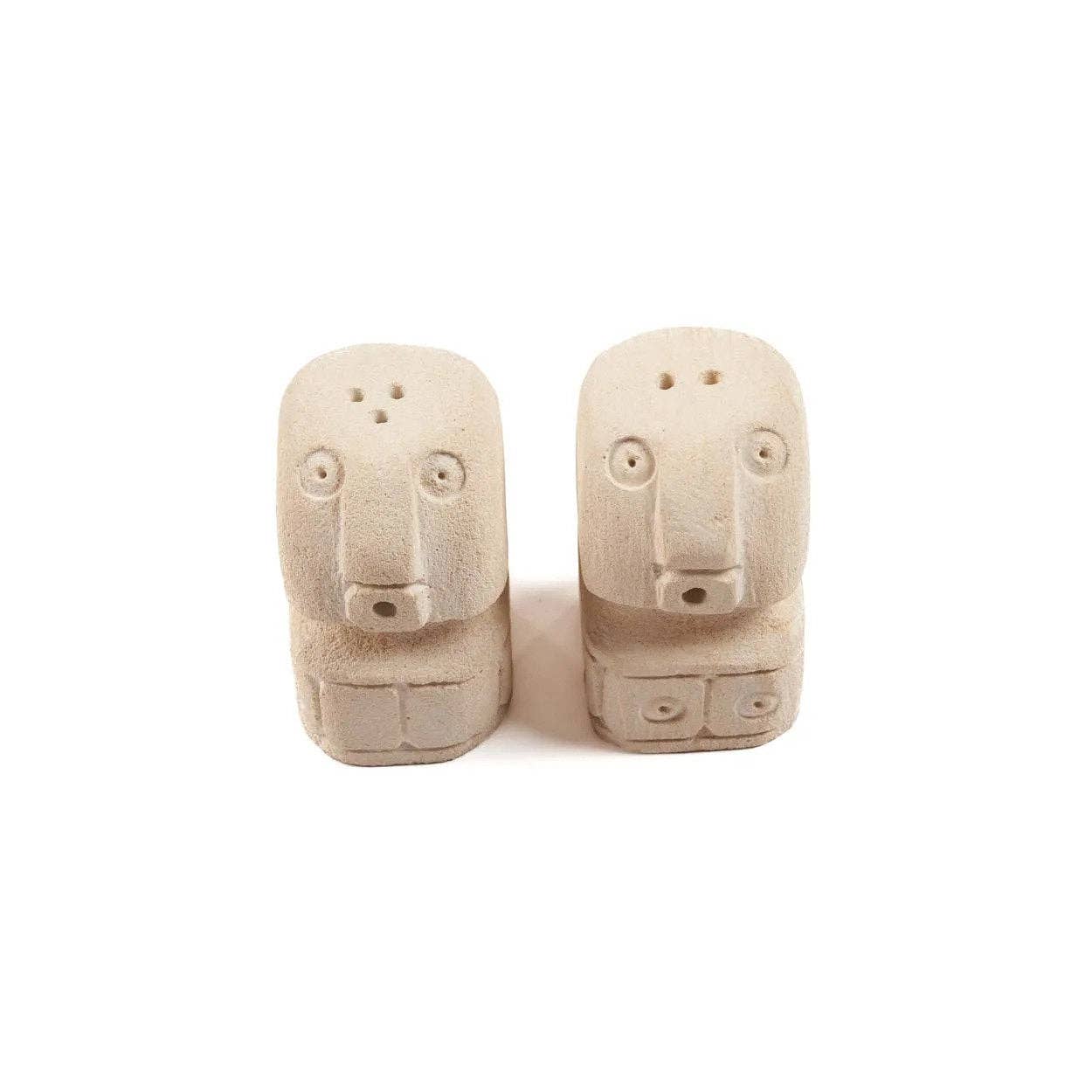 Salière et poivrière Sumba en grès sculpté