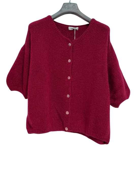 Gilet en Kid Mohair & Laine Framboise